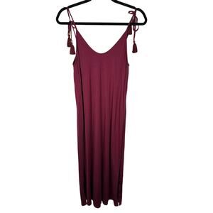 Chico's Purple Tie Shoulder Tassel Sleeveless Swimsuit Coverup Women's Medium